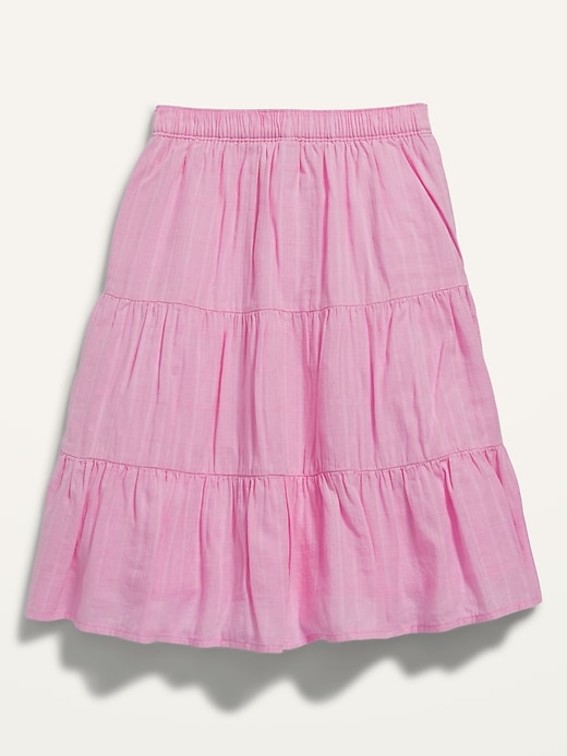 View large product image 2 of 2. Textured Dobby Button-Front A-Line Skirt for Girls