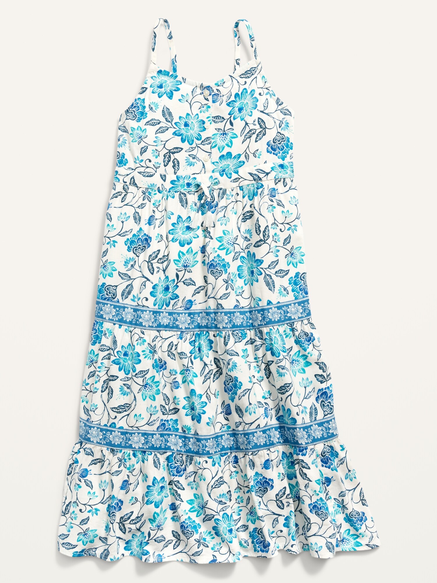Sleeveless Button-Front Tiered Fit & Flare Midi Dress for Girls | Old Navy