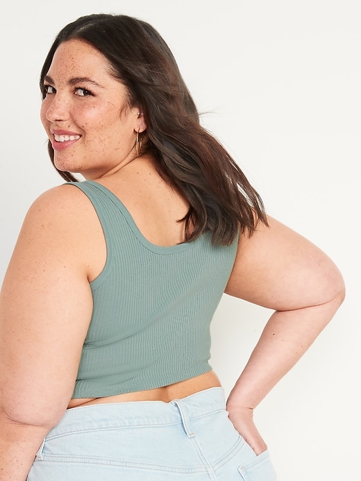 Image number 8 showing, Fitted Ultra-Cropped Rib-Knit Tank Top for Women