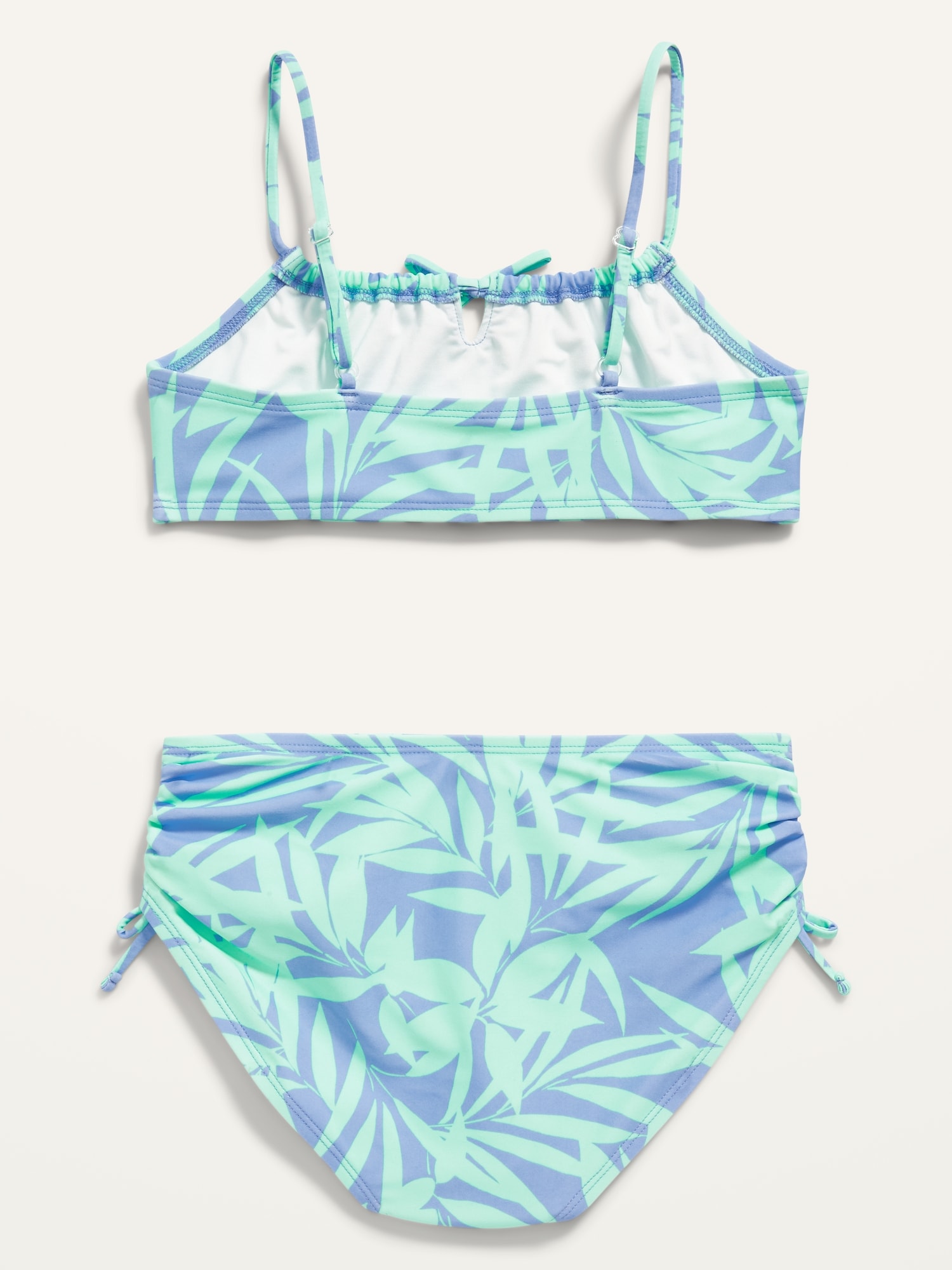 * old navy coral pink white stripe ruffle bikini two piece swim bathing  suit 14 