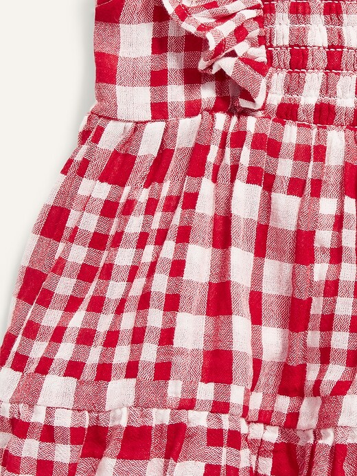 old navy red gingham dress Fit & Flare Gingham Embroidered Smocked Midi Cami Dress