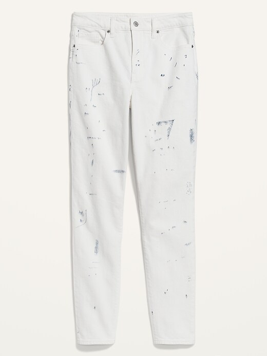 Image number 3 showing, High-Waisted OG Straight Paint-Splatter White Ankle Jeans for Women