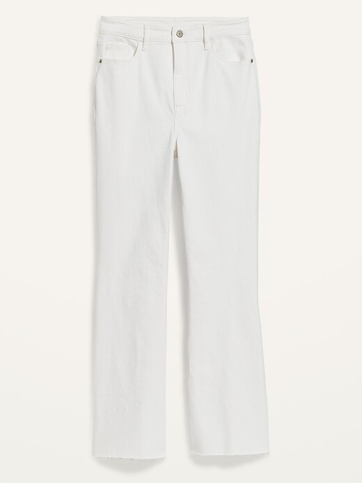 Image number 4 showing, Higher High-Waisted Cropped White-Wash Cut-Off Flare Jeans for Women