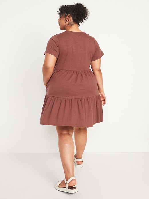 Short-Sleeve Tiered Slub-Knit Mini Swing Dress | Old Navy Short-Sleeve Tiered Slub-Knit Mini Swing Dress | Old Navy
