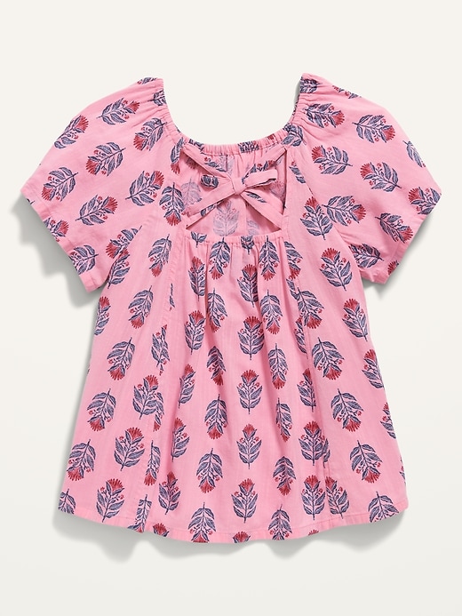 View large product image 2 of 3. Short-Sleeve Tie-Back Matching Print Top for Toddler Girls