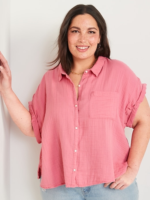 Image number 6 showing, Short-Sleeve Crinkled Button-Down Shirt