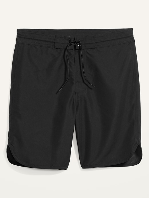 View large product image 2 of 2. Solid-Color Dolphin-Hem Board Shorts -- 8-inch inseam