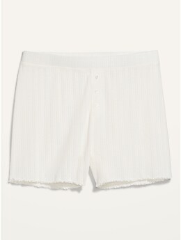 Pointelle Lettuce Edge Hot Shorts - Ice Lilac