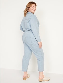 Railroad Stripe Workwear Jean Jumpsuit for Women | Old Navy