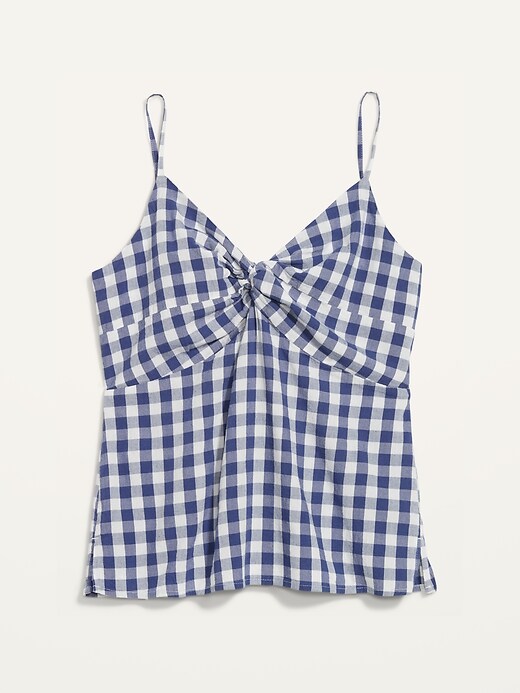 Image number 4 showing, Fitted Gingham Twist-Front Cami Top for Women