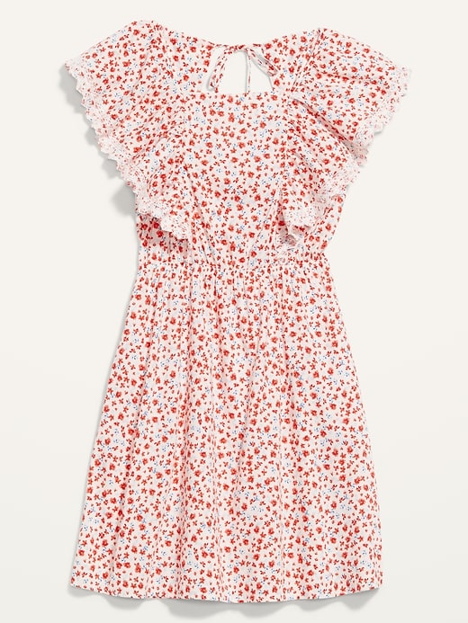 Image number 4 showing, Waist-Defined Flutter-Sleeve Tie-Back Mini Dress