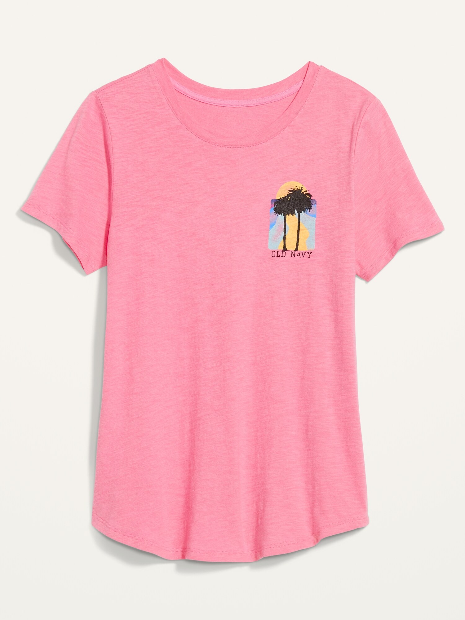 Short-Sleeve Slub-Knit Logo Graphic T-Shirt for Women | Old Navy