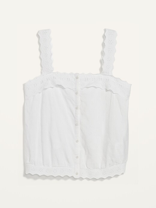 Image number 4 showing, Cropped Embroidered Button-Down Cami Blouse for Women