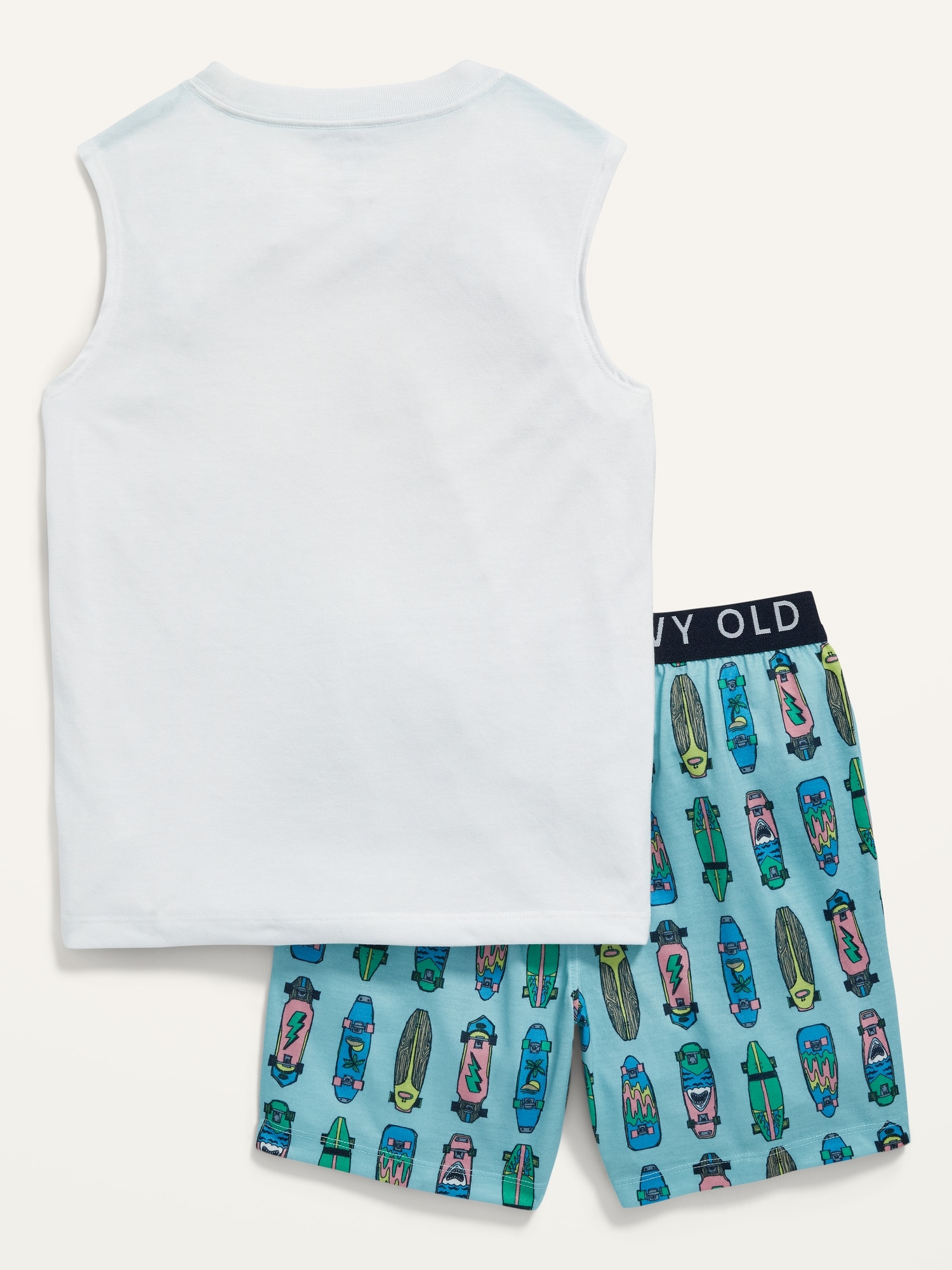 Sleeveless Graphic Pajama Shorts Set For Boys Old Navy   Cn50127330 