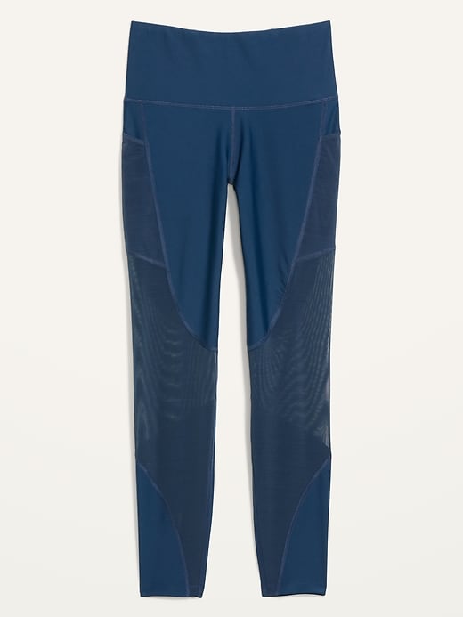 High-Waisted PowerSoft Mesh-Paneled 7/8 Leggings | Old Navy