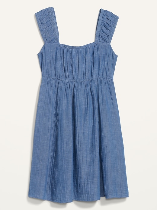 Image number 4 showing, Cap-Sleeve Chambray Cutout Bow-Detailed Mini Swing Dress for Women