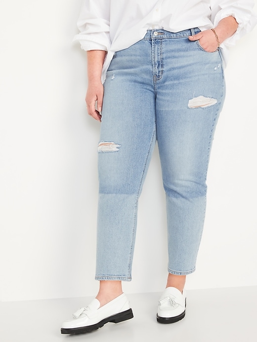 Image number 7 showing, Mid-Rise Boyfriend Straight Ripped Jeans for Women