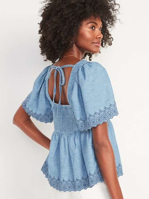 Image number 2 showing, Matching Chambray Embroidered Top