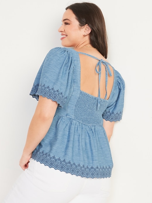 Image number 6 showing, Matching Chambray Embroidered Top