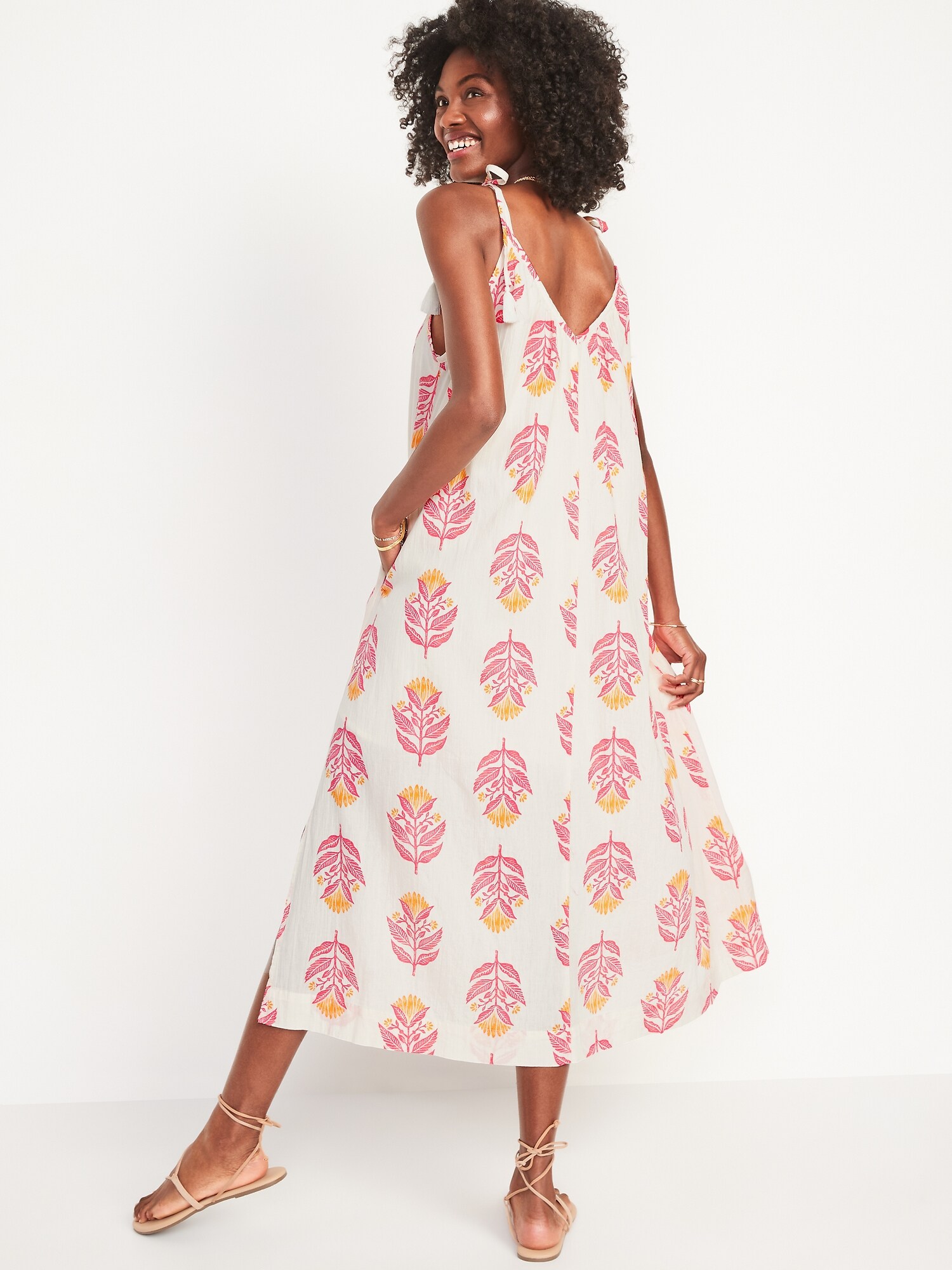 Old Navy Women's Sleeveless Tie-Shoulder All-Day Maxi Swing Dress - Pink - Plus Size 3X
