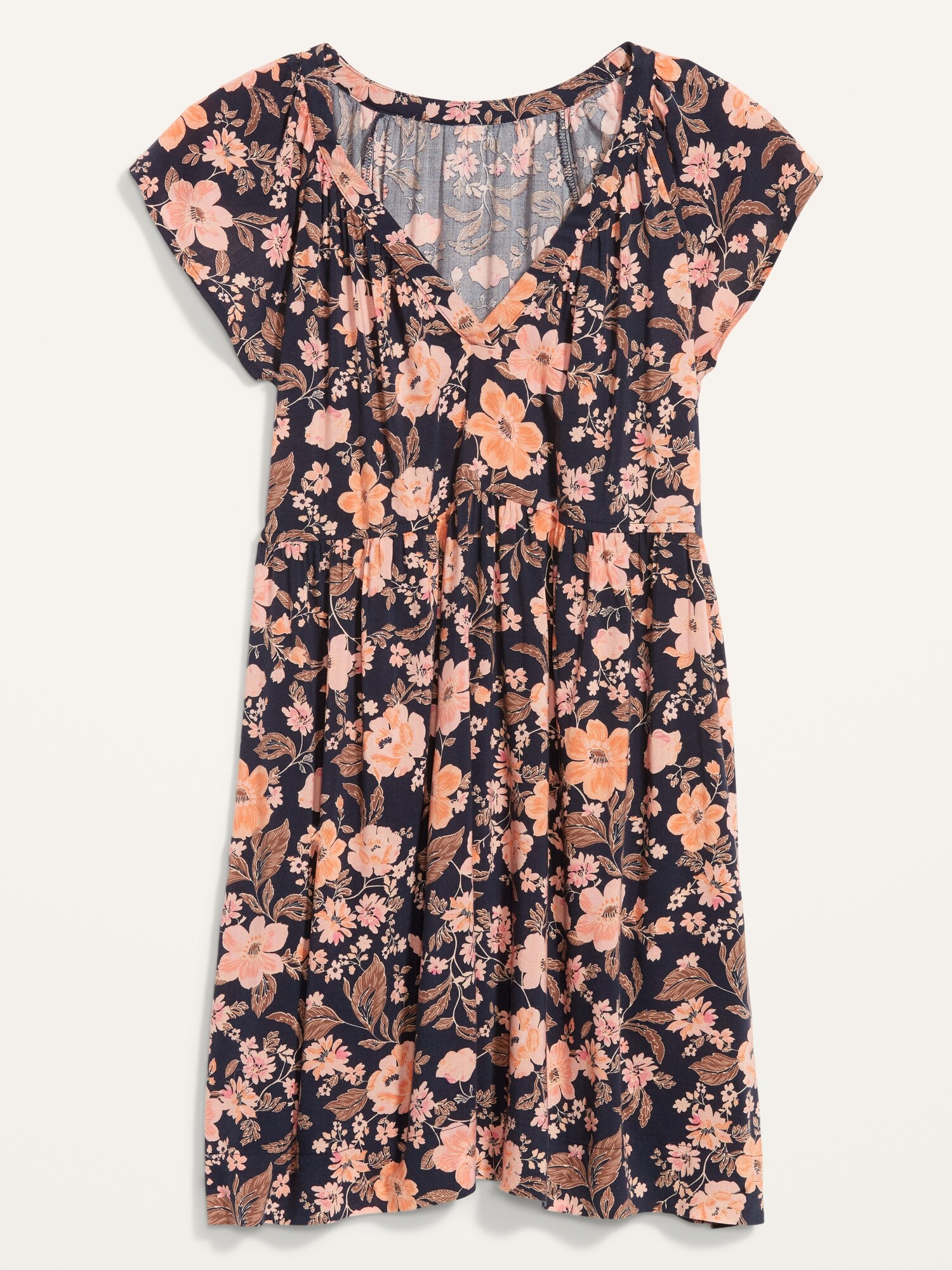 Flutter-Sleeve Floral-Print Mini Swing Dress for Women