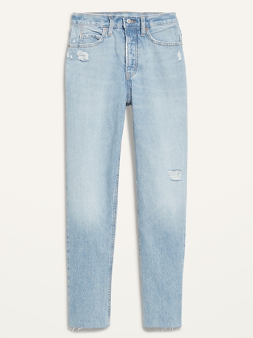 Image number 4 showing, Extra High-Waisted Button-Fly Non-Stretch Straight Jeans