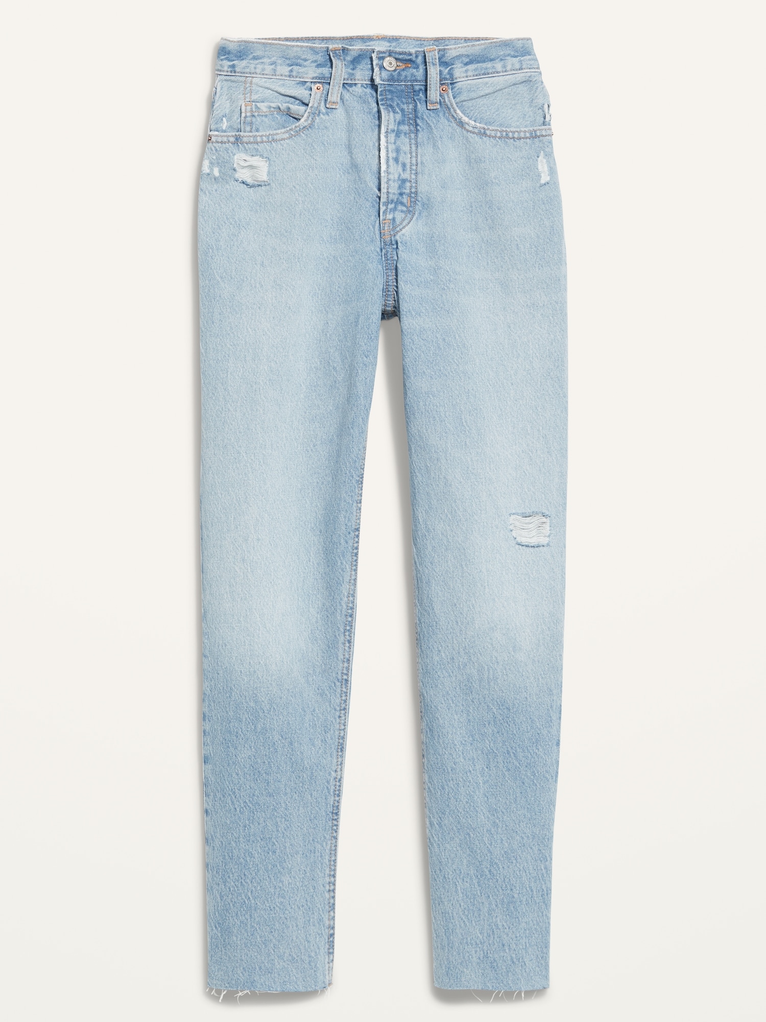 Extra High-Waisted Button-Fly Sky-Hi Straight Non-Stretch Cut-Off Jeans ...