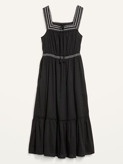 Image number 4 showing, Sleeveless Waist-Defined Embroidered Clip-Dot Maxi Dress for Women