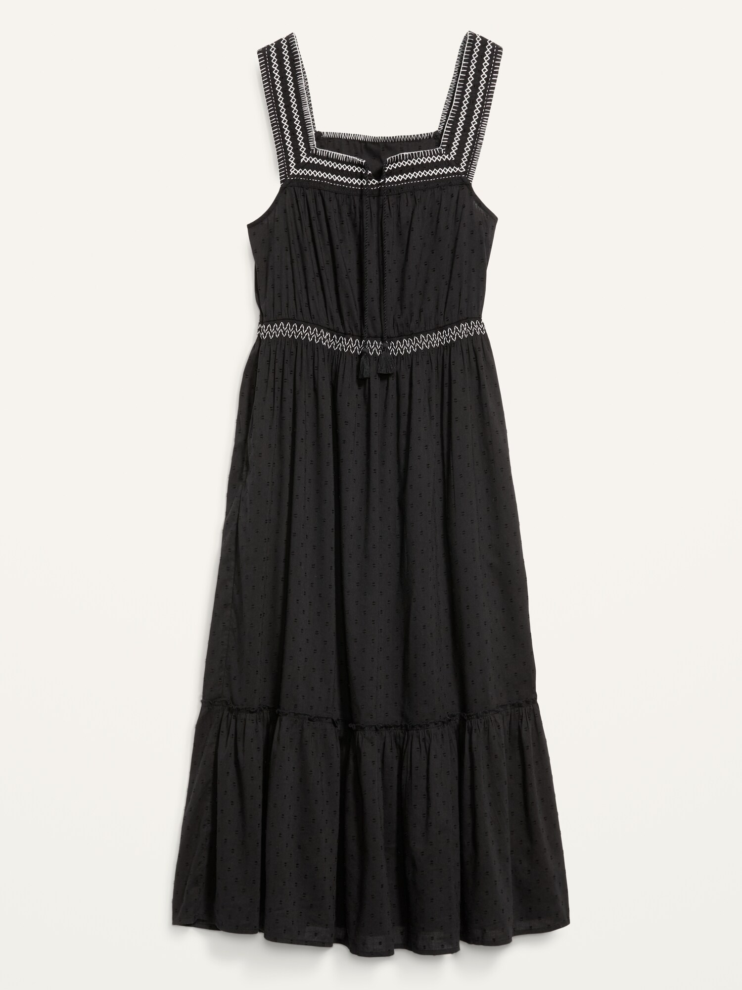 Sleeveless Waist-Defined Embroidered Clip-Dot Maxi Dress for Women ...