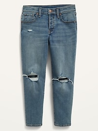 View large product image 3 of 3. High-Waisted Button-Fly O.G. Straight Ripped-Knee Jeans for Girls
