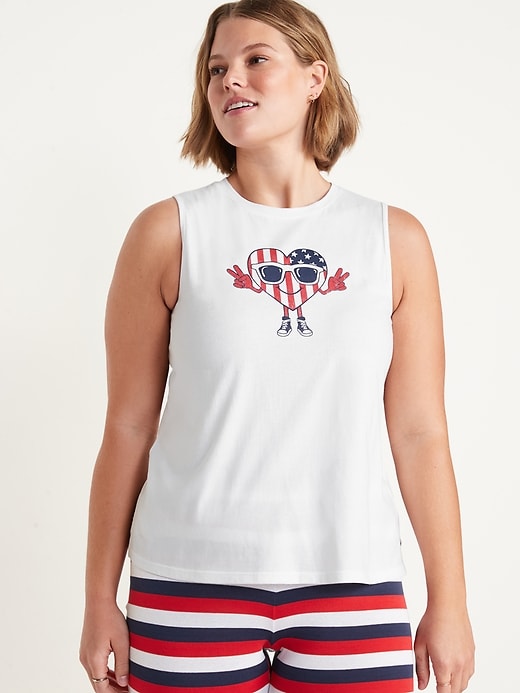 Image number 3 showing, Matching Americana  Sleeveless Pajama T-Shirt