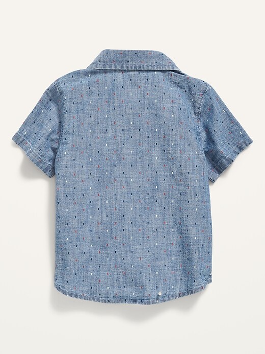 View large product image 2 of 2. Printed Chambray Short-Sleeve Shirt for Toddler Boys