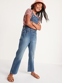 View large product image 3 of 4. Slouchy Straight Medium-Wash Jean Overalls for Girls