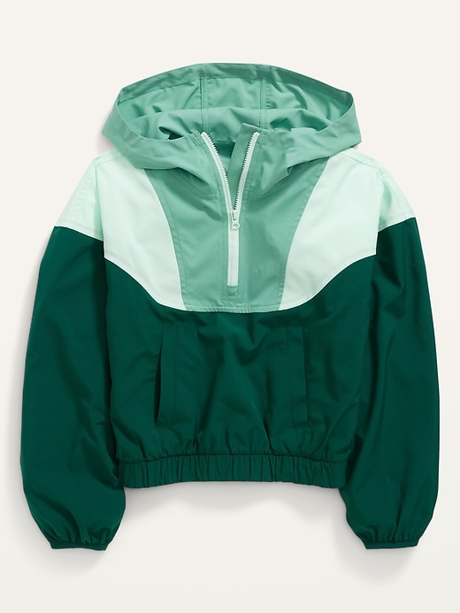 StretchTech Quarter-Zip Color-Blocked Hooded Jacket for Girls | Old Navy