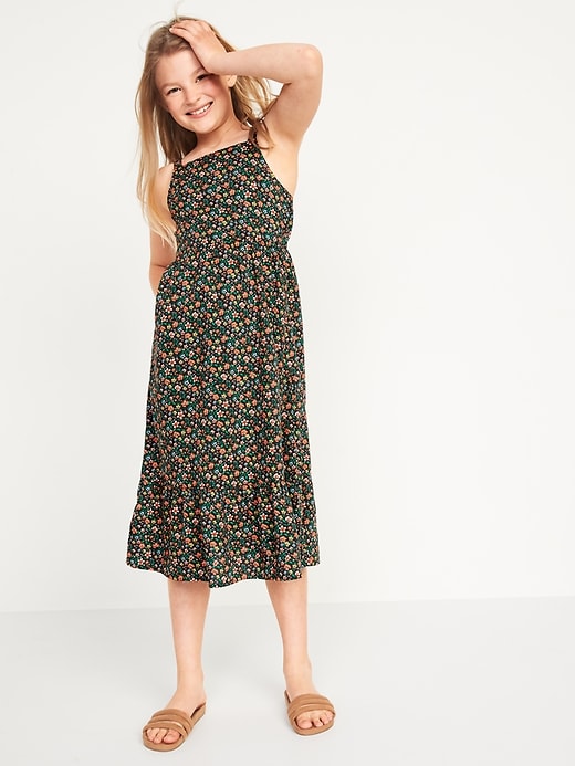View large product image 2 of 3. Sleeveless Floral-Print Fit & Flare Midi Dress for Girls