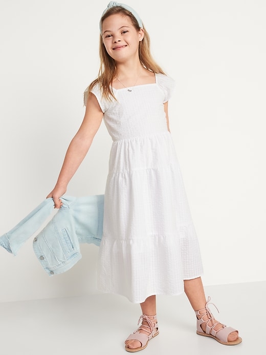 View large product image 2 of 3. Sleeveless Tiered Tie-Back All-Day Midi Dress for Girls