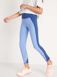View large product image 3 of 4. High-Waisted PowerChill Two-Tone 7/8-Length Leggings for Girls
