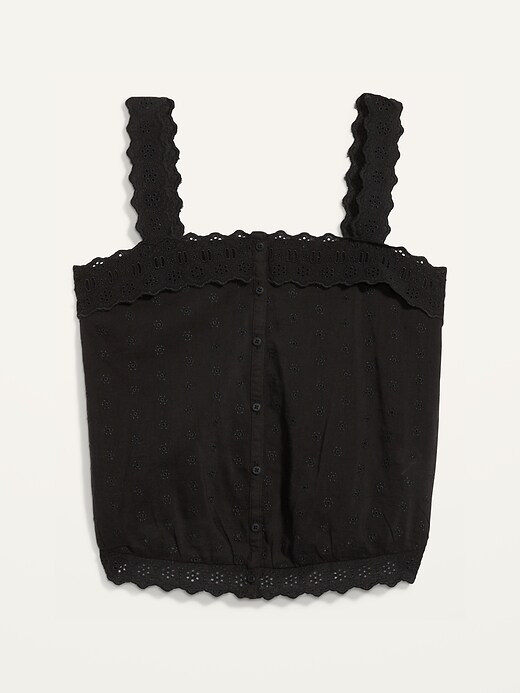 Image number 4 showing, Cropped Scalloped Embroidered Button-Down Cami Blouse