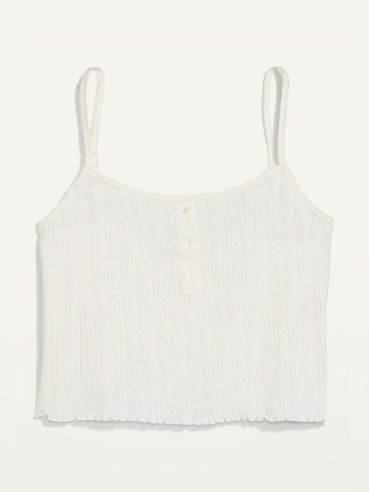 Image number 4 showing, Cropped Pointelle-Knit Henley Cami Top