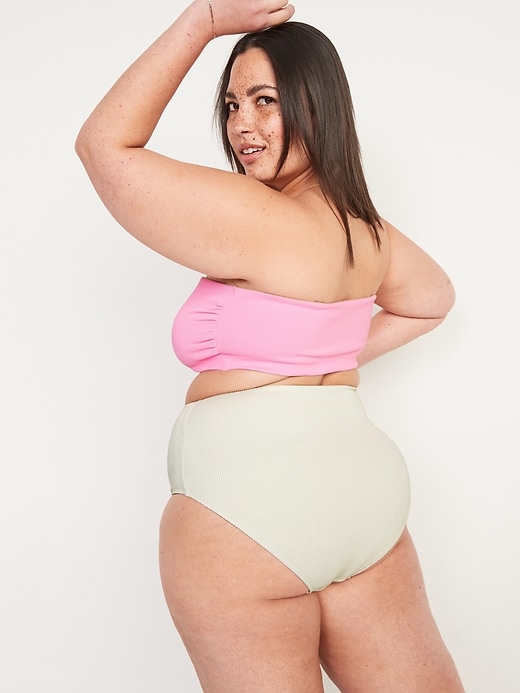 Image number 8 showing, High-Waisted Ribbed Bikini Swim Bottoms for Women