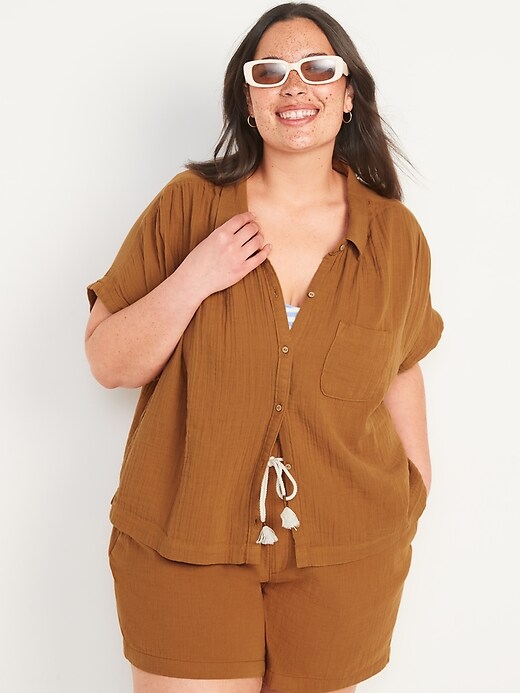 Image number 4 showing, Short-Sleeve Loose Shirt for Women