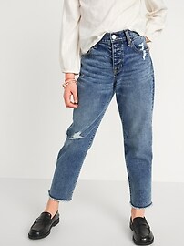 View large product image 3 of 3. High-Waisted Button-Fly Built-In Tough O.G. Straight Jeans for Girls
