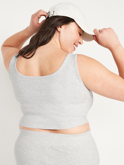 Image number 8 showing, Fitted Ultra-Cropped Heathered Rib-Knit Tank Top for Women