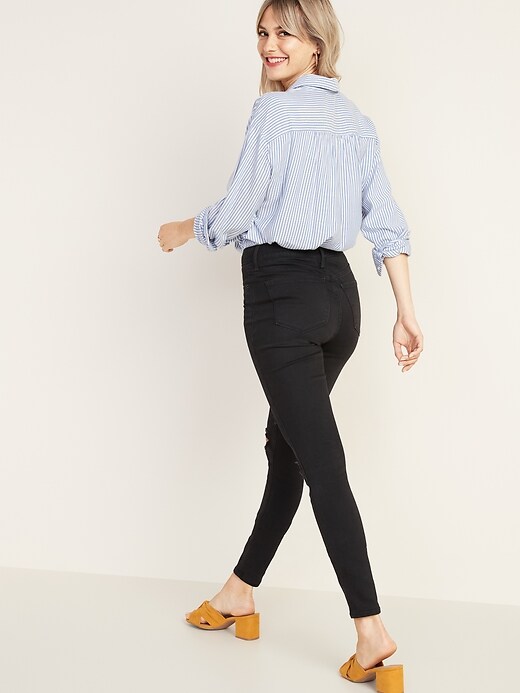 Image number 2 showing, High-Waisted Rockstar Super-Skinny Distressed Jeans For Women