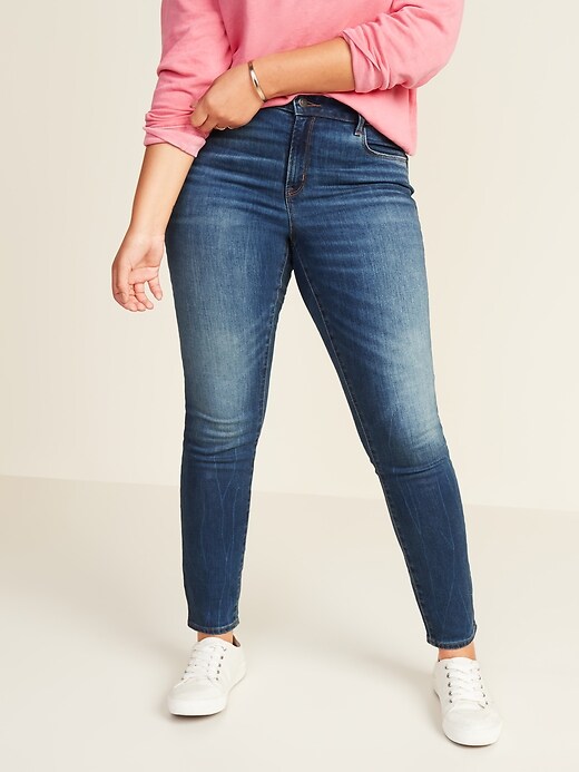 Image number 5 showing, Mid-Rise Dark-Wash Pop Icon Skinny Jeans for Women