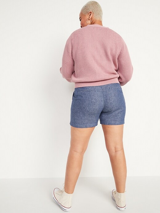Image number 6 showing, High-Waisted Chambray Linen-Blend Everyday Shorts for Women -- 5-inch inseam