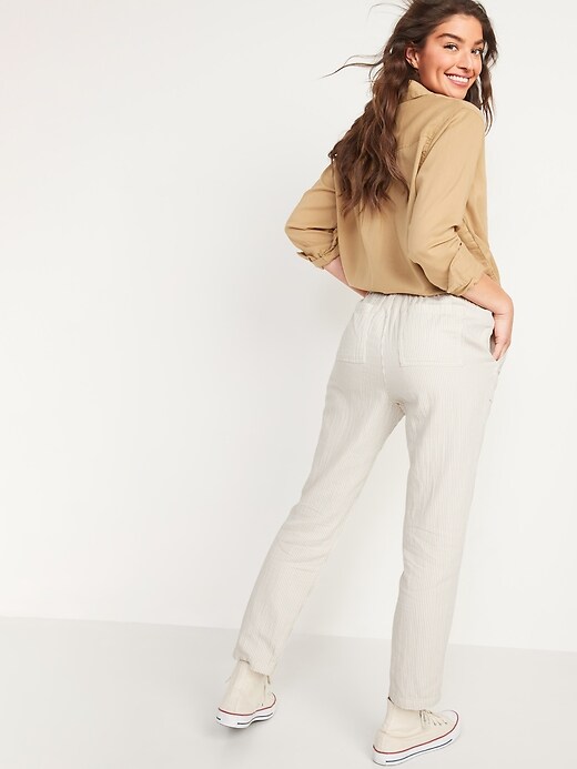 Image number 2 showing, High-Waisted Textured-Twill Utility Ankle Pants