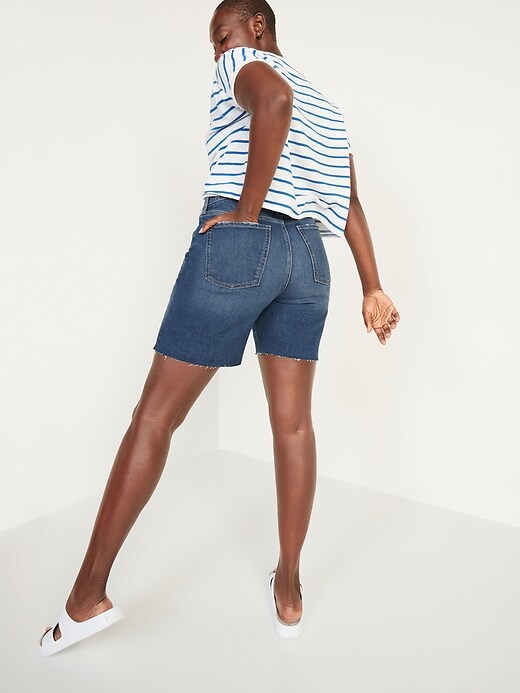Image number 6 showing, Extra High-Waisted Sky-Hi Button-Fly Cut-Off Jean Shorts for Women -- 7-inch inseam