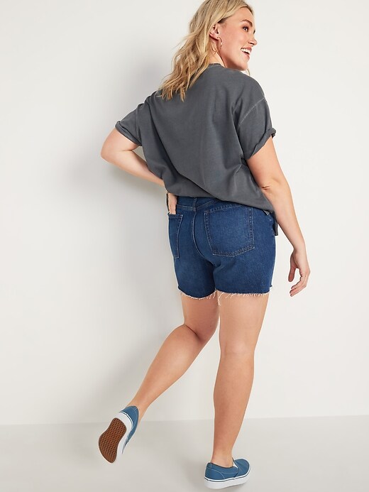 Image number 6 showing, High-Waisted Slouchy Straight Cut-off Jean Shorts For Women -- 5-inch inseam