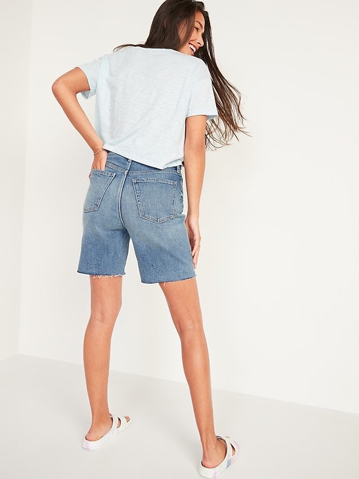 Image number 2 showing, Extra High-Waisted Sky-Hi Button-Fly Cut-Off Jean Shorts -- 7-inch inseam